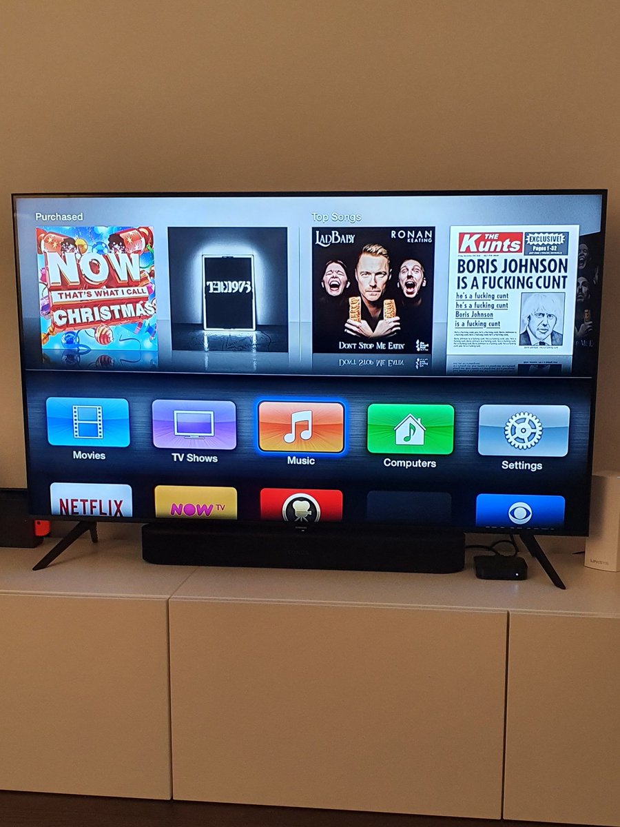 NeilAlexHarris's tweet photo. Thanks @AppleTV. My 5 year old has now learned 2 new words today. Surely you must have some kind of censorship that should keep this off screens? @AppleMusic #appletv #applemusic https://t.co/jrTcg3trte