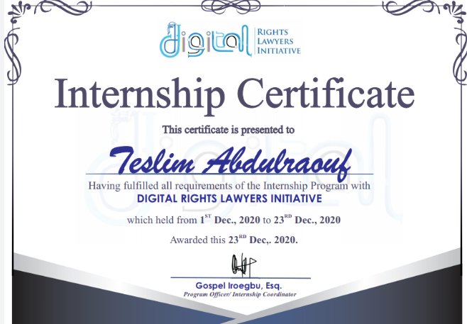 TAbdulraouf's tweet photo. It was a great and an indeed an eye opener for me to have participated at the @DRLI_HQ Internship Program where the nitty-gritty of Digital Rights has been taught.

Thanks @DRLI_HQ for this great opportunity.

#DigitalRights
#Internship
#OnlineExpression https://t.co/jQCOKIVSiW