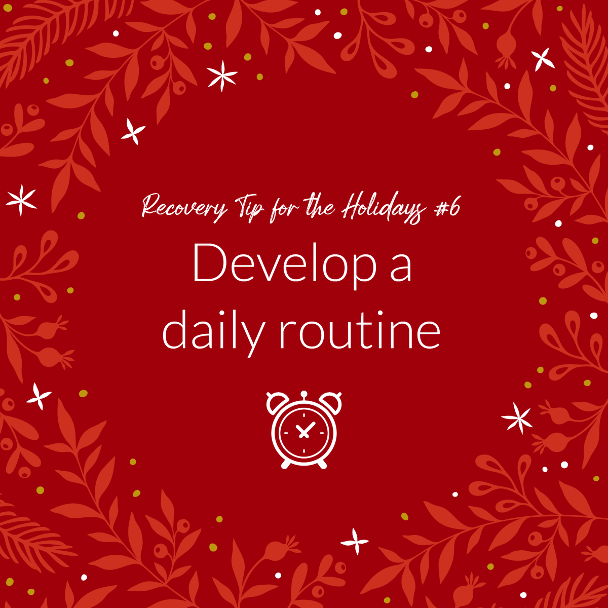 Ideal_Option's tweet photo. Tip #6 to guard your recovery during the holidays: "Develop a daily routine."
For 6 other tips to maintain recovery this holiday season, read our latest blogpost: https://t.co/05uW5JqceA
#RecoveryTip #Recovery #AddictionRecovery #Sobriety #Addiction #RecoveryQuotes https://t.co/WzXMvD8arQ