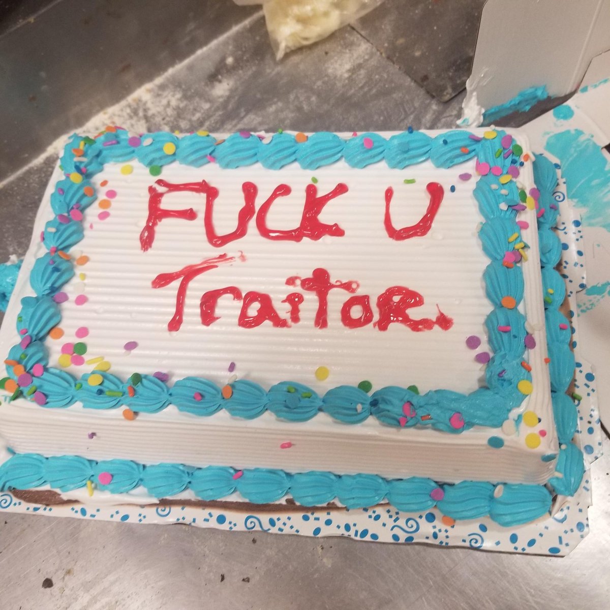 TheRealHoarse's tweet photo. Today is William Barr’s last day.

So, I baked him a cake. https://t.co/gGOJbrUkQ1