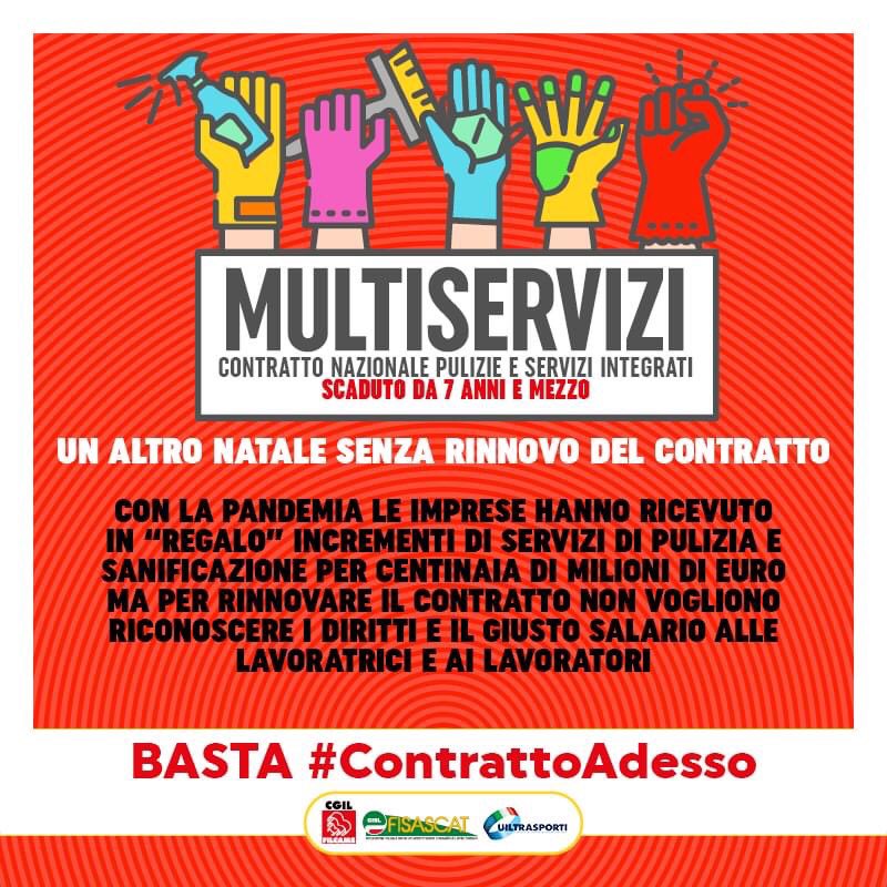 FisascatCisl75's tweet photo. #ImpresePulizia #ServiziIntegrati #Multiservizi Un altro #Natale senza #Contratto! Con la pandemia le imprese hanno ricevuto in regalo incrementi di servizi di pulizia e sanificazione per centinaia di milioni di euro ma non vogliono riconoscere diritti e salario #ContrattoAdesso https://t.co/WfBhRXdAeF