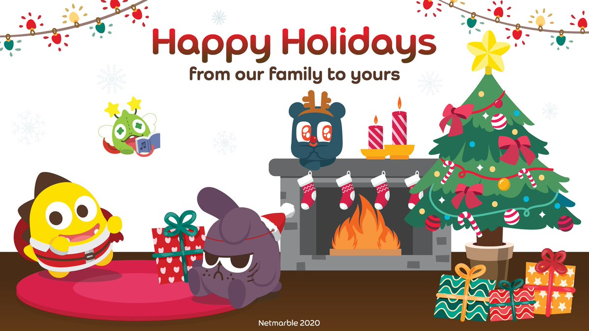 We hope you and your loved ones have a fun-filled holiday 
season filled with warmth, safety, and games. A lot of games. #netmarble #mobilegaming