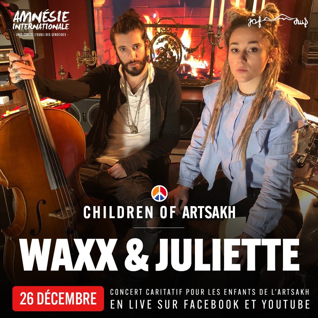 Amnesie_Inter's tweet photo. Waxx &amp; Juliette ont également répondu présent à l’appel d’Amnésie Internationale ! 
Inscrivez vous sur : https://t.co/IlVIpildoK #Amnesieinternationale #Childrenforartsakh #concert https://t.co/fCBVK17C7F