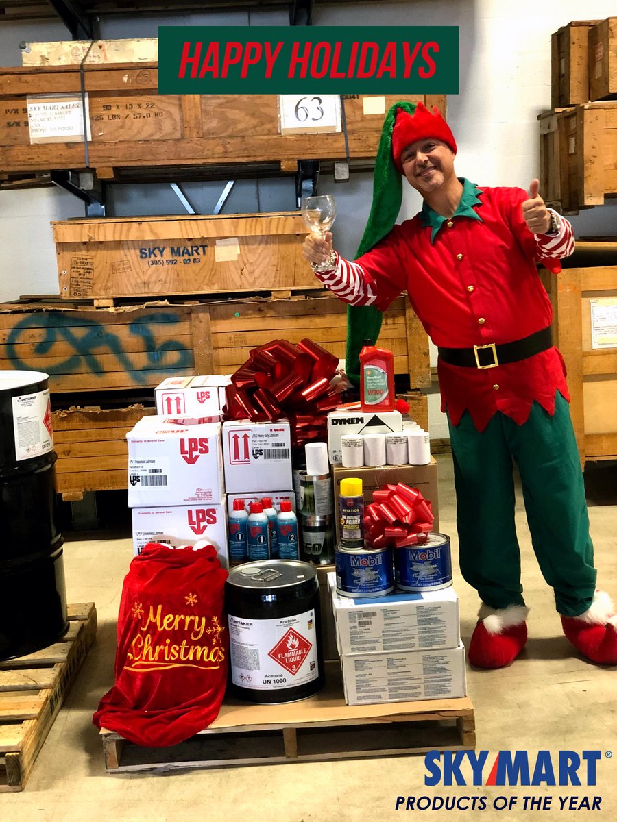 Wishing everyone Happy Holidays and a prosperous New Year!

Whatever you need in 2021 Sky Mart will be there for you! 

Chemicals, Greases, Lubricants, MRO Supplies, Paints. 

#MRO #happyholidays #eastman #bizav #exxonmobil #aeroshell #LPS #royco #commercialaviation