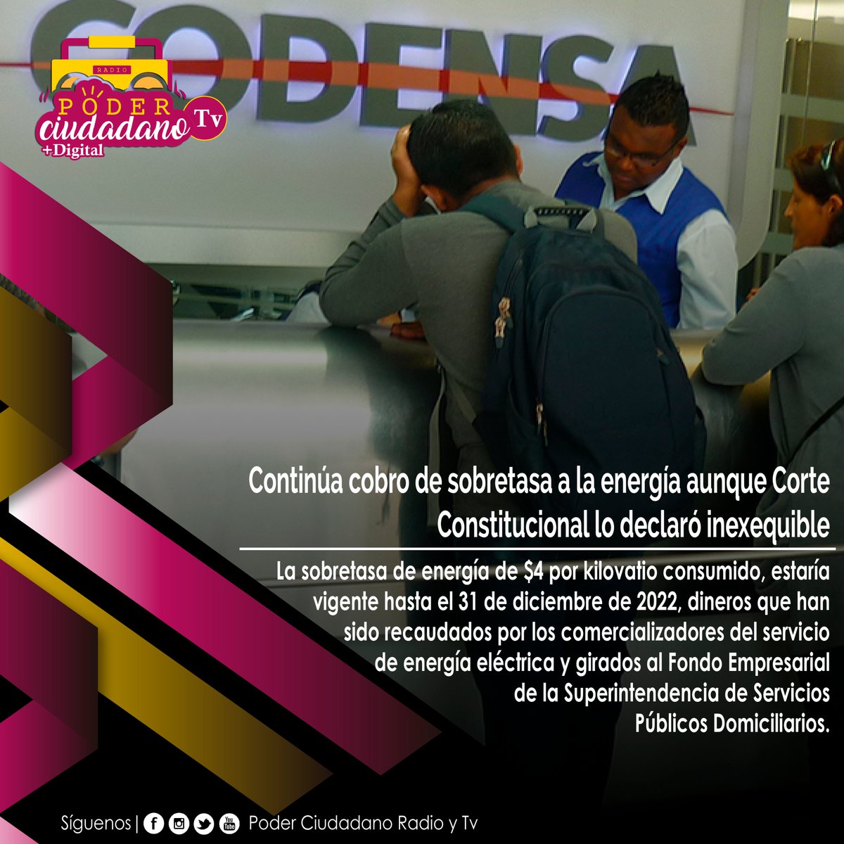 habitantes de Bogotá se llevaron una sorpresa con el recibo del servicio de energía que llegó a sus casas estos días. Enel-Codensa incluyó en el cobro de este mes el cobro de la sobretasa a pesar de la decisión de la Corte Constitucional.
