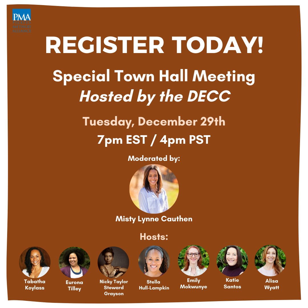 Register Today! Special PMA Town Hall Meeting Hosted by the DECC⁣

Learn more: bit.ly/Special-PMA-To…

⁣#pilatesmethodalliance⁣⁣
#pilatesindustry⁣⁣
#pilatescommunity