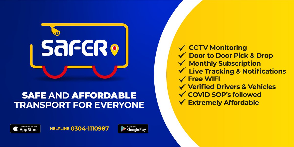 SaferOfficialpk's tweet photo. We at Safer aim to provide a seamless and hassle free transporting solution that caters to even the most simpler needs of our passengers because, “Simple Things Matter."

A Promise of Better Future, Safer than Ever.
To Ab #FikarNaheenSaferKaro https://t.co/dcZG1j4XyC