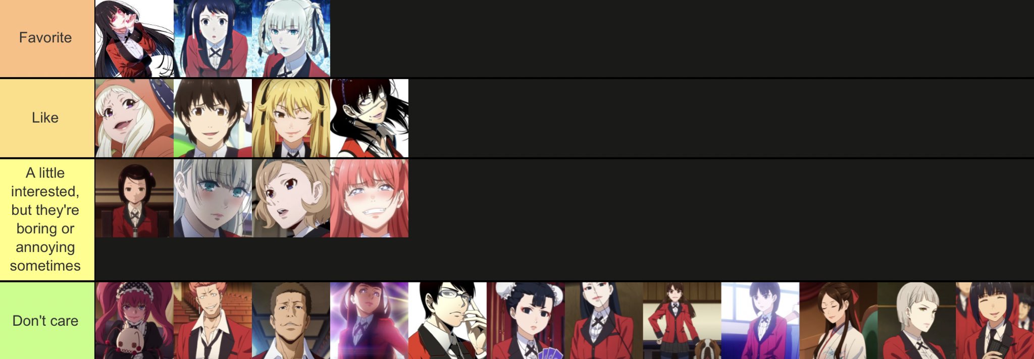 My Kakegurui Characters Tier List (Anime-Exclusive) : r/Kakegurui