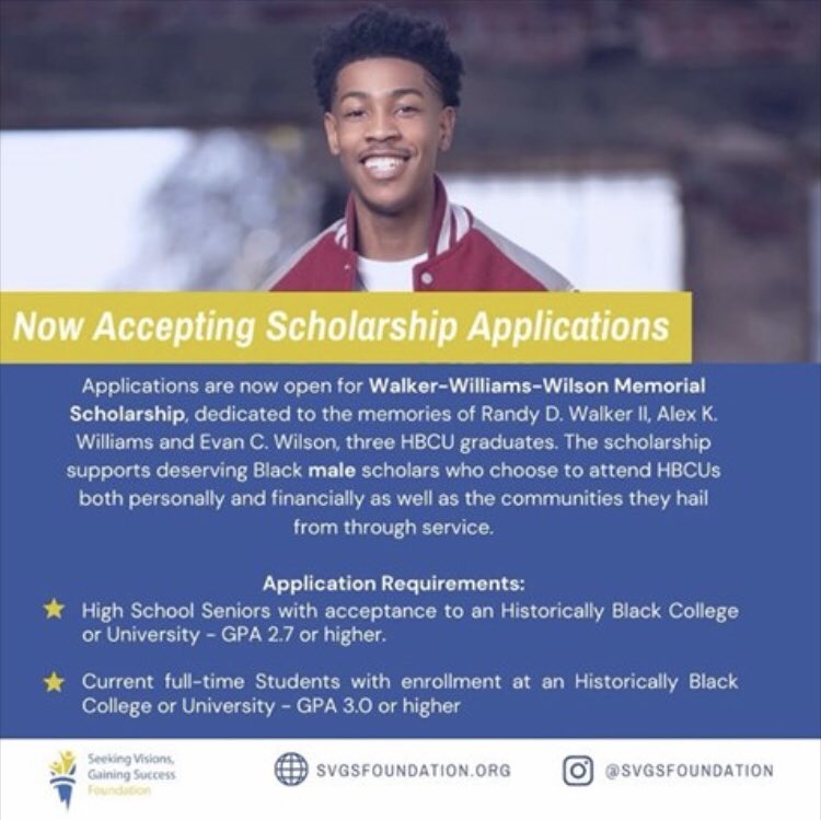 SVGSFoundation's tweet photo. APPLY NOW!
Applications are open Dec 22, 2020 through Apr. 21, 2021
โข
Share and mention to anyone in need๐๐พ
#svgs #scholarships #svgsfoundation #nonprofit #scholarshipopportunities #hbcu #highschool #college #explore https://t.co/MWMhEGOOsr