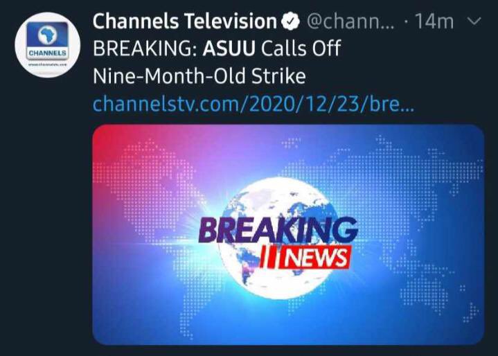 #ASUU calls off it’s 9 months old strike