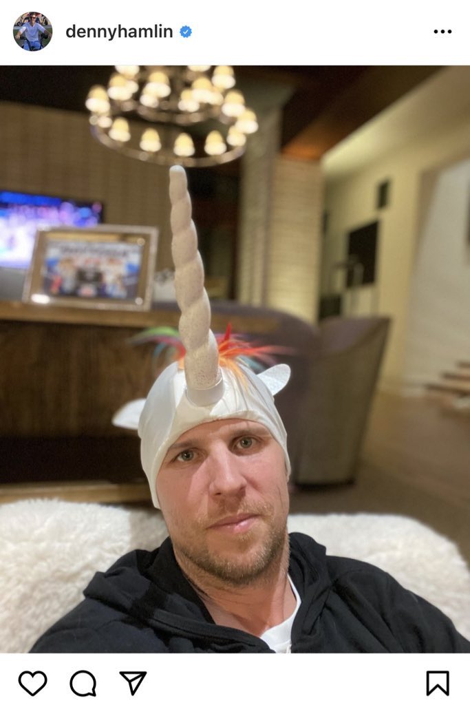 .<a href="/dennyhamlin/">Denny Hamlin</a> Myself and likely several followers all agree to send donations to a charity of your choice in 2021, and all you have to do is wear this during driver intros for a single race.