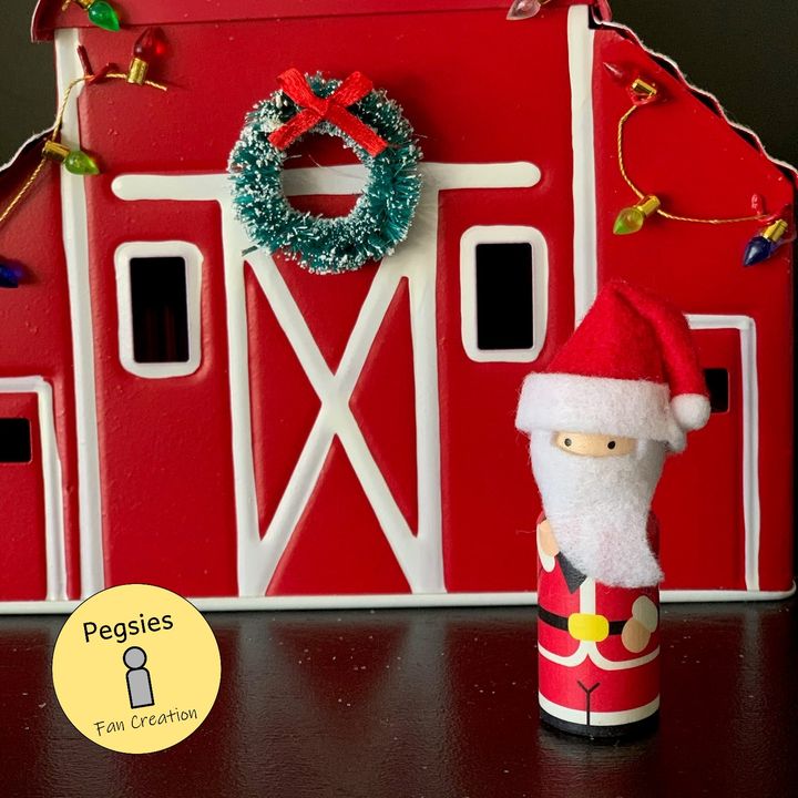 PegsiesPage's tweet photo. Can you show us how you added Pegsies to your decorations this year?  A fan in Ohio sent us her Santa with this super cute barn. Thank you! https://t.co/ULFrCo4NX9