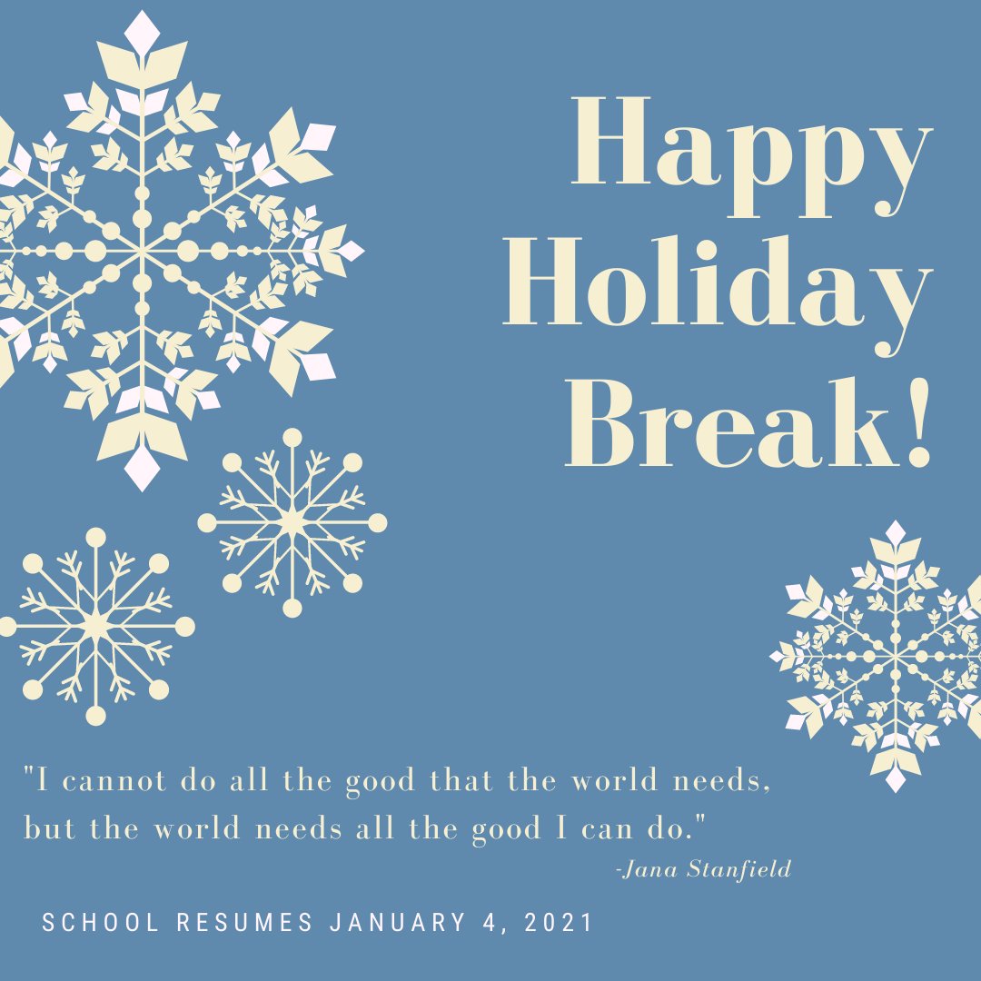 WJPSPC's tweet photo. Have a great Holiday Break! School resumes on Monday, January 4, 2021! https://t.co/frxunCEnoe