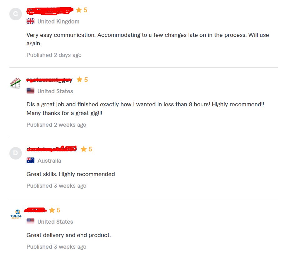 Feel very happy when I can make happy my clients😌
see my gig in fiverr: bit.ly/3mKRxPE