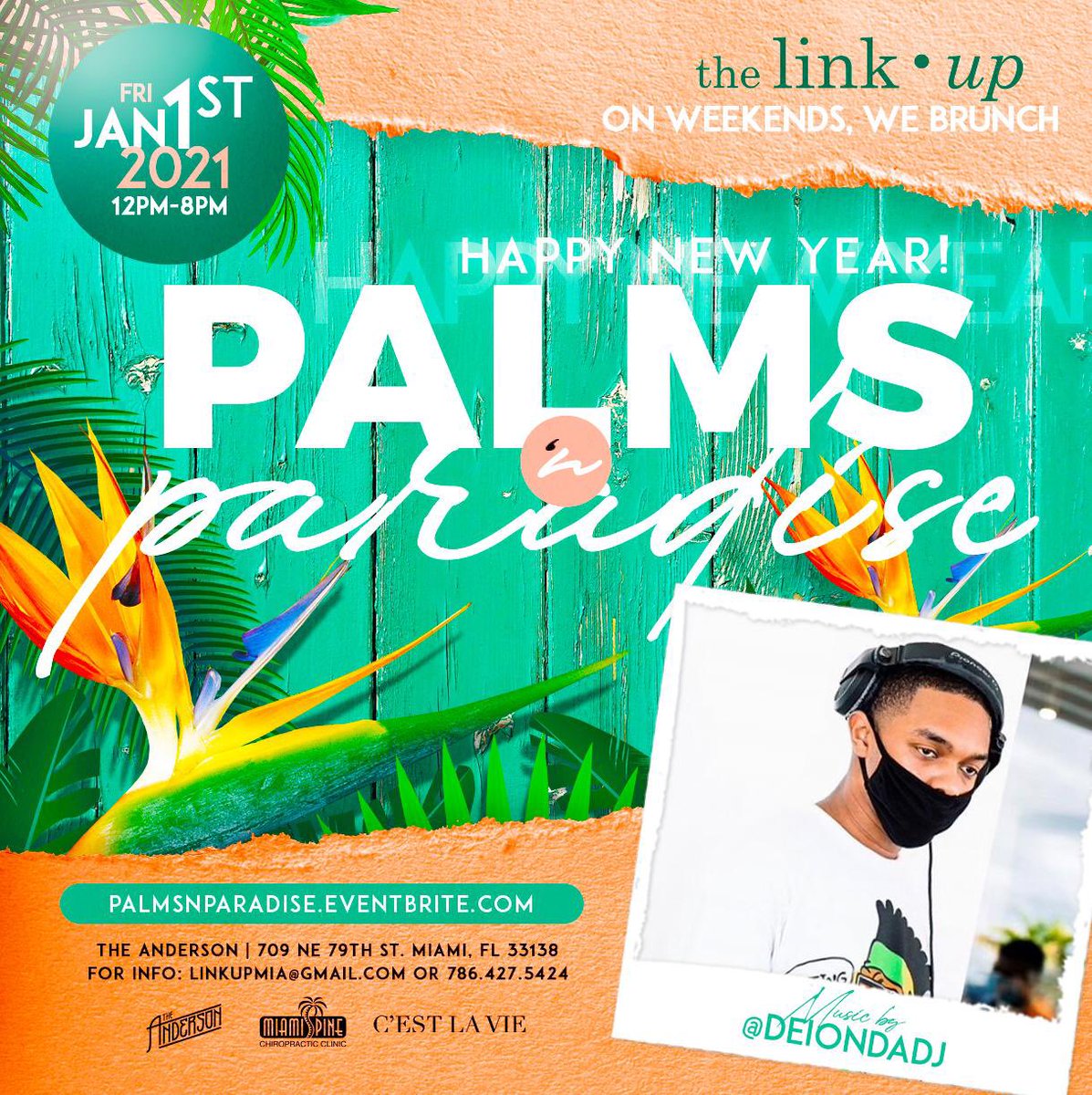 TheLinkUpp's tweet photo. π΄ #PalmsNParadise π΄
Friday, January 1st
New Yearβs Day π
Music By π§ @KcChopz @Deion_MVO
Location: @theandersonbar
Hit The Link For Free RSVP:
https://t.co/t2vHfS34tb
#TheLinkUpMia #Miami #Brunch https://t.co/J5yHIYKyUn