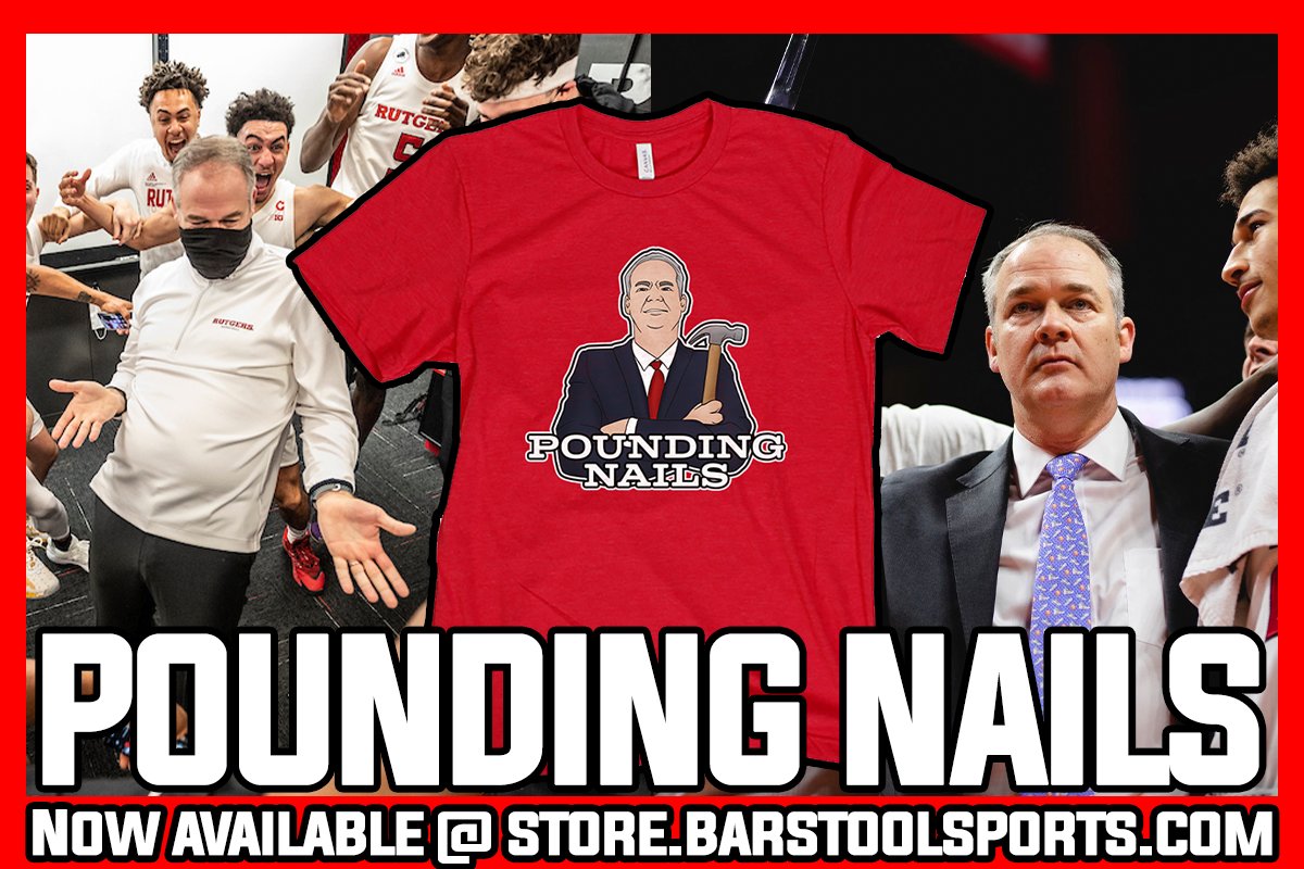 Steve Pikiell. Pounding Nails.The best coach in America now has the best shirt in America.  @CoachPikiell  @JonRothstein BUY NOW:  https://store.barstoolsports.com/products/barstool-sports-pounding-nails-tee  @BarstoolRU