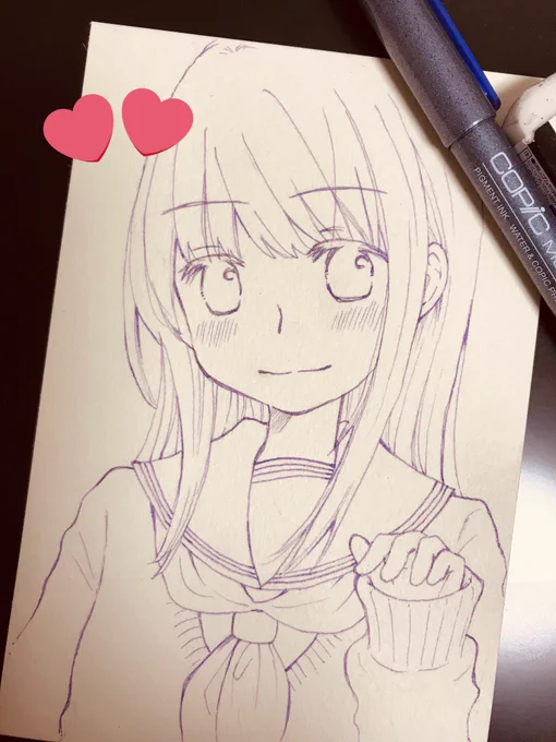 わりとペン入れ上手くいった気がする…☺おやすみなさい😌😌 