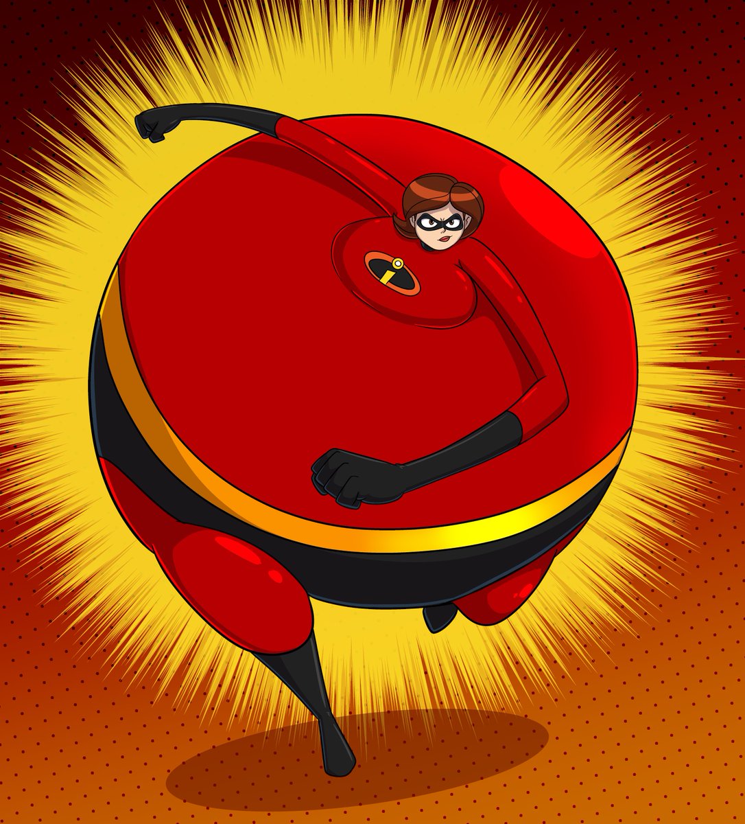 Roly Poly Elastigirl getting ready to roll over criminals