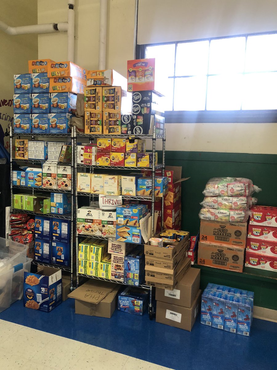 PHA_THRIVE's tweet photo. We are ready for distribution! Thank you to upper elementary campus for giving us space to pack and store our lunches! @PHACharter https://t.co/4tGzX3qZoF