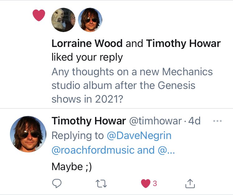 WorldofGenesis's tweet photo. #MikeAndTheMechanics front man, #TimHowar, teases at the possibility of a new Mechanics studio album following the planned Genesis Last Domino? Tour in 2021... https://t.co/cinW1RZpoY