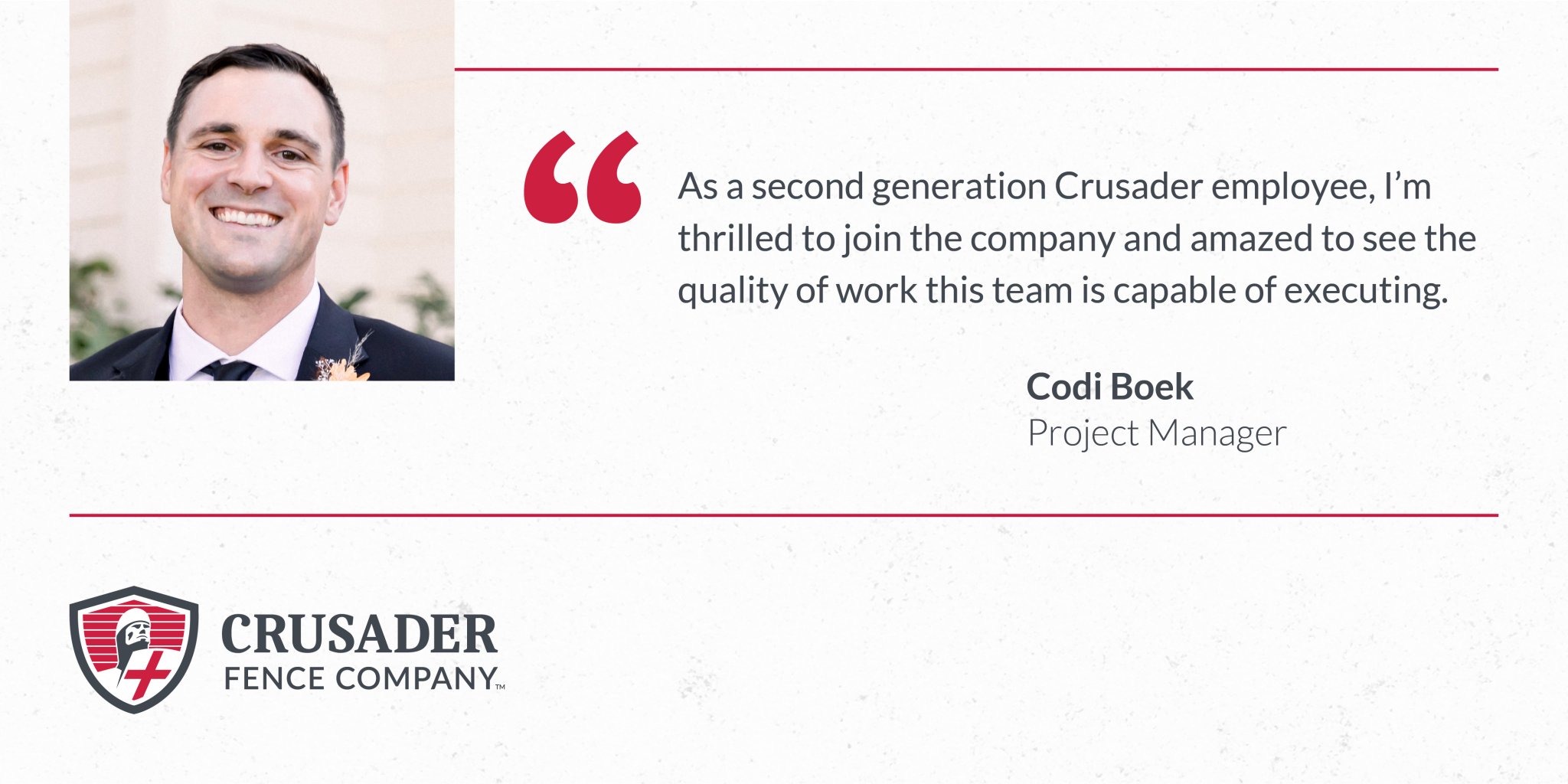 Crusader Fence Co. on X: "Excited to have Codi Boek join the team as ...