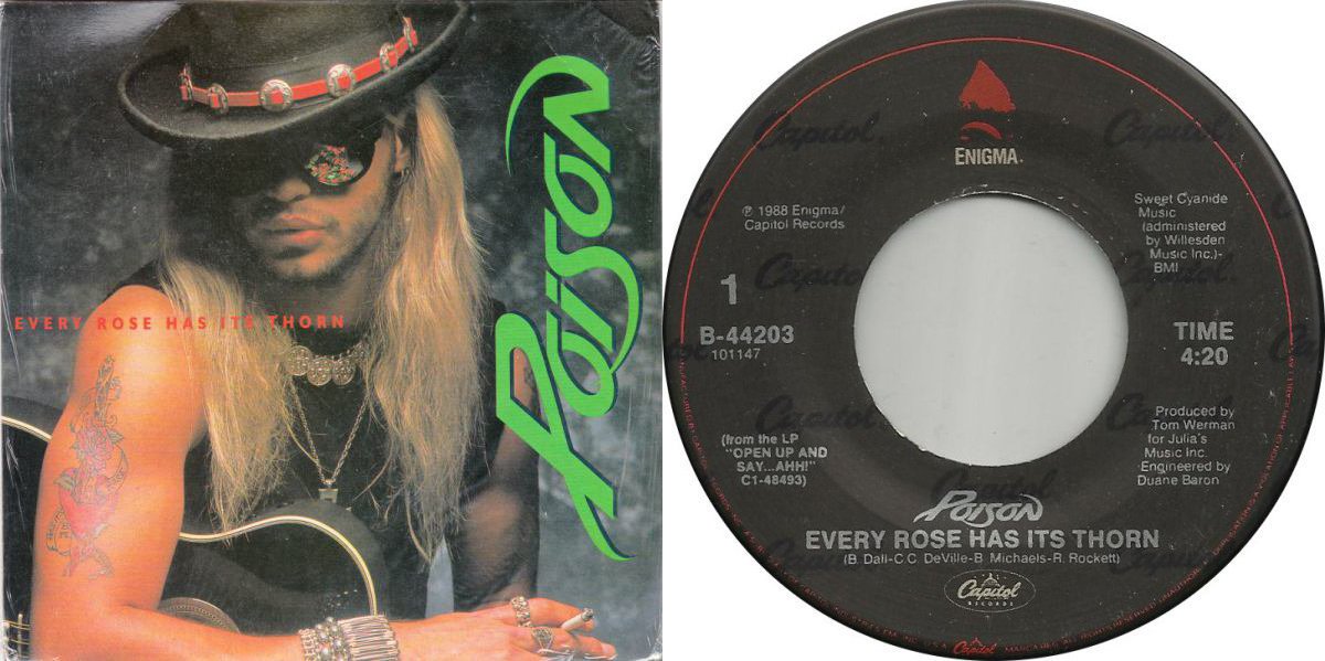 espofootball's tweet photo. #OTD Dec24,1988 #Poison starts a 3wk run at #1 on the @billboard Hot100 Singles Chart with "Every Rose Has Its Thorn" written by #BretMichaels, #CCDeVille, #BobbyDall, #RikkiRockett and produced by #TomWerman https://t.co/xzWs19LDjD
