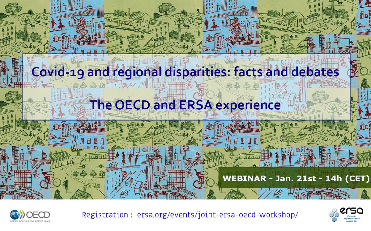 🚨 ERSA and <a href="/OECD/">OECD ➡️ Better Policies for Better Lives</a>  are delighted to invite you to join our workshop (Jan. 21st - 14.00)
➡️  “ #COVIDー19 and regional disparities: facts and debates. The OECD and ERSA experience“.
Speaker: <a href="/paolo_veneri/">Paolo Veneri</a>
Discussants: @afaggian &amp; <a href="/lblepage/">Bourdeau-Lepage Lise</a>
➡️ Register now: bit.ly/3hcvO1X