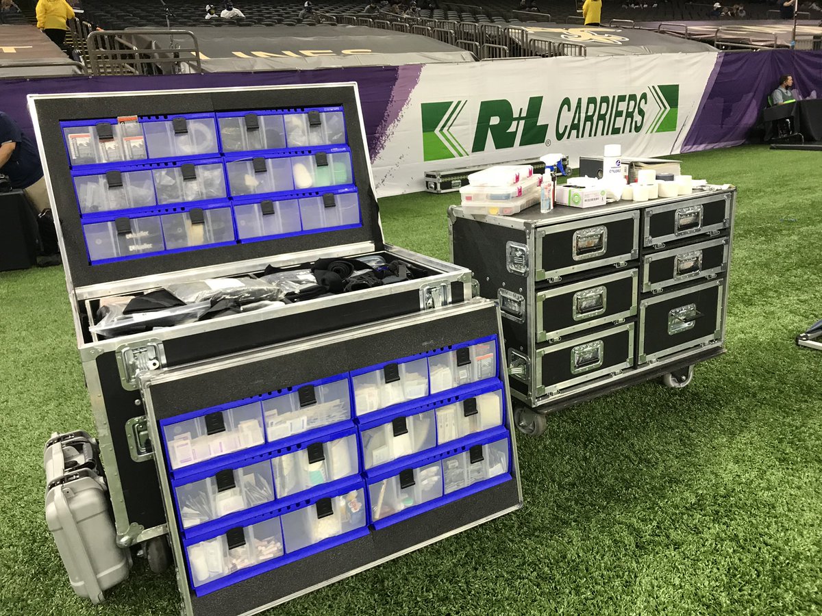 GS_SportsMed's tweet photo. Good luck to @GSAthletics_FB in the @NewOrleansBowl GATA. Here’s a small look behind the sidelines at our medical set up #gATa https://t.co/QC74hkMjlP