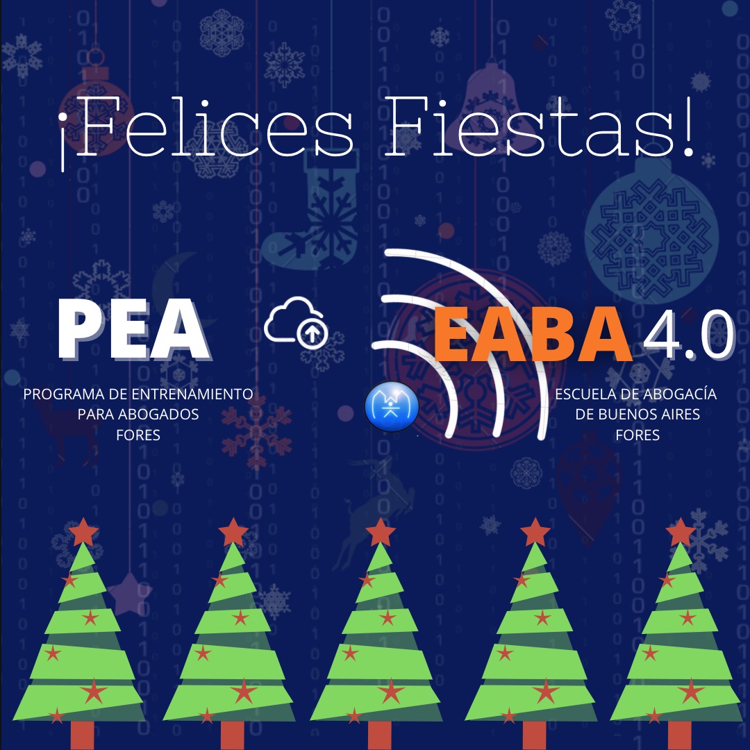 EABA_4_0's tweet photo. Durante 2021, el PEA completará su transformación hacia la EABA 4.0, Escuela de Abogacía de Buenos Aires, con todos sus contenidos on-line.

Gracias a todos por acompañarnos en esta nueva etapa.

Les deseamos unas muy FELICES FIESTAS. https://t.co/MgqTWUh42R
