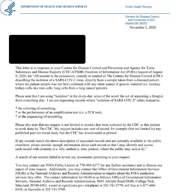 40 FOI requests around the world have confirmed that Covid 19 has never been isolated so my questions are, what are we testing for, how has a vaccine been developed and what is in it? https://www.fluoridefreepeel.ca/wp-content/uploads/2020/11/FOI-responses-re-covid19-virus-isolation-purification-34-institutions-Nov-11-2020-chrono.pdf