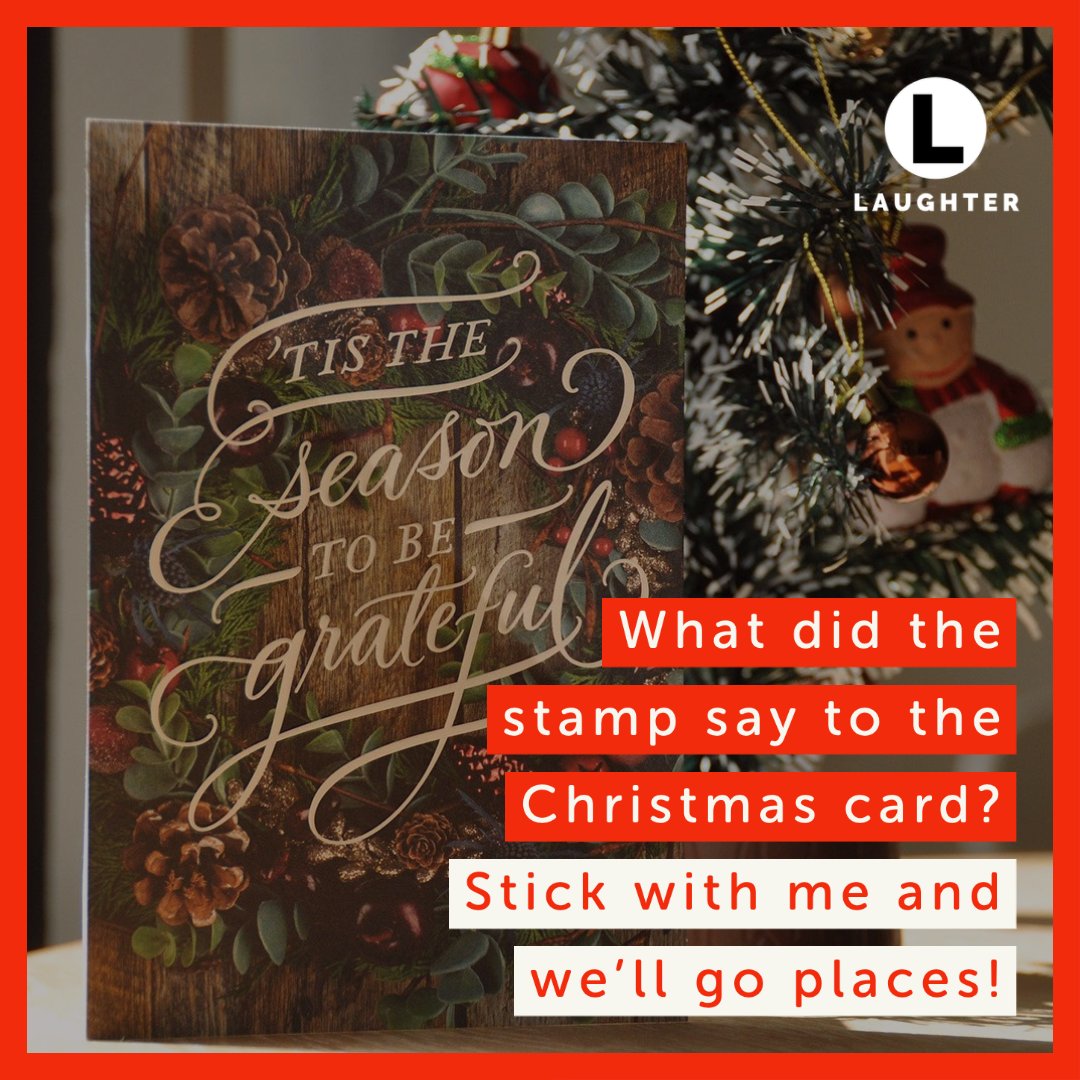 Laughter_app's tweet photo. What did the stamp say to the Christmas card?
Stick with me and we'll go places!

#laugh15daily
😁😀😂😆🤣

Photo by Jenny_Nguyen on Pixabay
Follow for 15 minutes of laughs every day 

#funny #lol #lmao #rofl  #xmas #holidays #love #holiday #gift #gifts #merrychristmas https://t.co/ERudciUTjK