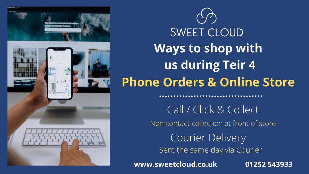 From Boxing Day we will be moving into Tier 4, shop with us online and on the phone. sweetcloud.co.uk #tier4