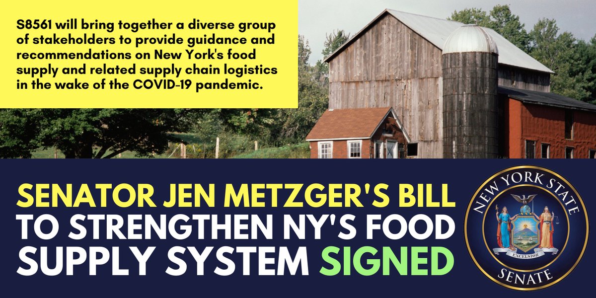 We need to learn the lessons from this pandemic and build a stronger, more resilient food system that avoids the kind of supply disruptions we saw and improves our self-reliance and food security. My bill with Assemblymember @DonnaLupardo--now law--is intended to do just that.