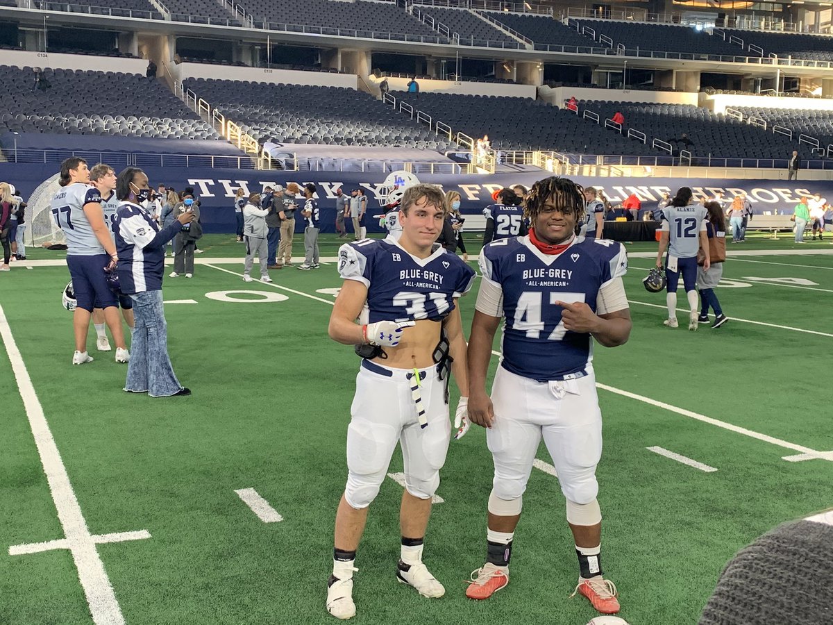 KaidenBrown18's tweet photo. Ended the Blue-Grey game with 7.5 tackles on only 29 snaps... one of the best experiences of my life https://t.co/pXFbjS7j2O