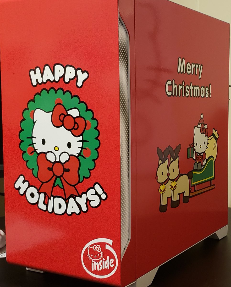 MartinoMods's tweet photo. New @hellokitty Christmas-Themed PC

@AMD Ryzen 5800X
@msigaming Ventus RTX 3070
@ASRockUSA B550 Pro4
@CORSAIR MP400 M.2 2TB &amp; QL RGB Fans
@NZXT Kraken Z63 280mm
@Thermaltake S100 Snow Edition
@TEAMEVGA Supernova G5 850W
@CableMod Cables
@gskillgaming Trident Royal DDR4 https://t.co/Cpy0mgmCwZ