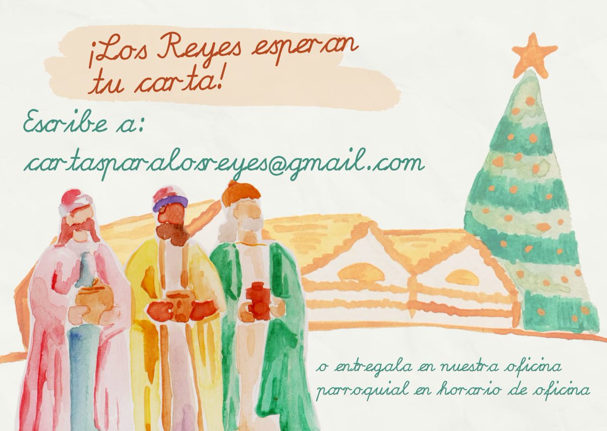 StosApostoles's tweet photo. Tenemos una gran noticia para todos los niños y niñas:
Los #ReyesMagos ya están esperando sus cartas para esta #Epifanía2021🌟
Escribe tu carta al correo cartasparalosreyes@gmail.com o déjala en la oficina con nuestra secretaria. 
Tu carta será leída por los Reyes Magos ✅ https://t.co/0pZ7PLlMex