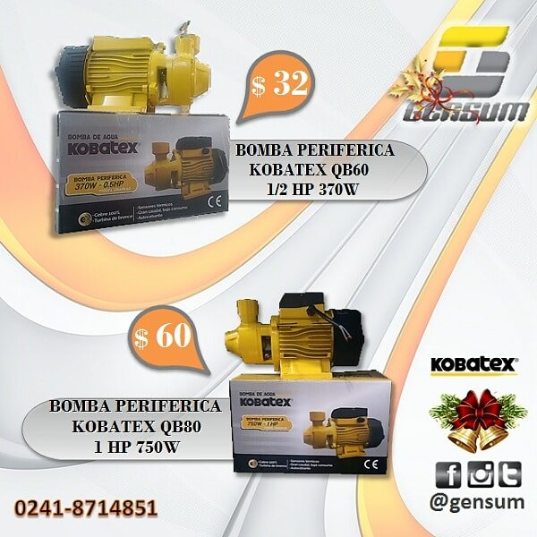 🔸 BOMBA PERIFÉRICA MARCA KOBATEX DE 1/2 HP DE 370W Y 1 HP DE 750W
¤
📭Estamos ubicados por la Don Julio Centeno de #Valencia , frente a Oro Cauchos Láser del Big Low Center.
.
#consumodeagua #bombadeagua #bomba #periferica #hidronemáticos #Kobatex #Variedad #Calidad #Venezuela