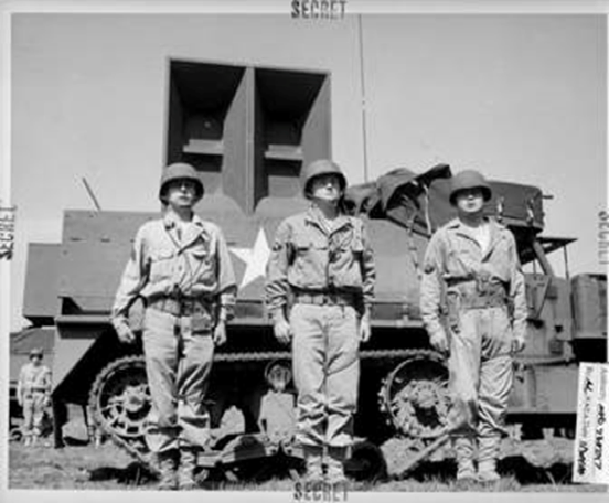 The sonic deception company, 3132nd Signal Service Company Special, had vehicle mounted loudspeakers on half-track personnel carriers. This unit was able broadcast over great distances the sounds of troops, vehicles, weapons fire and aircraft. The OG  #SpeakerMonkeys 12/