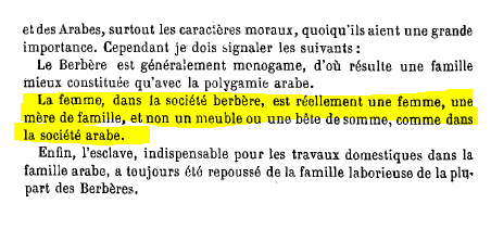 Vont alors fleurir dans l'intelligencia française toute une série de préjugés anti-arabe: Fainéantise, Fanatisme religieux, tromperie, misogynie. Les berbères (surtout les kabyles), au contraire, sont dépeins sous un meilleurs jour: Travailleurs, individualistes, fiables.