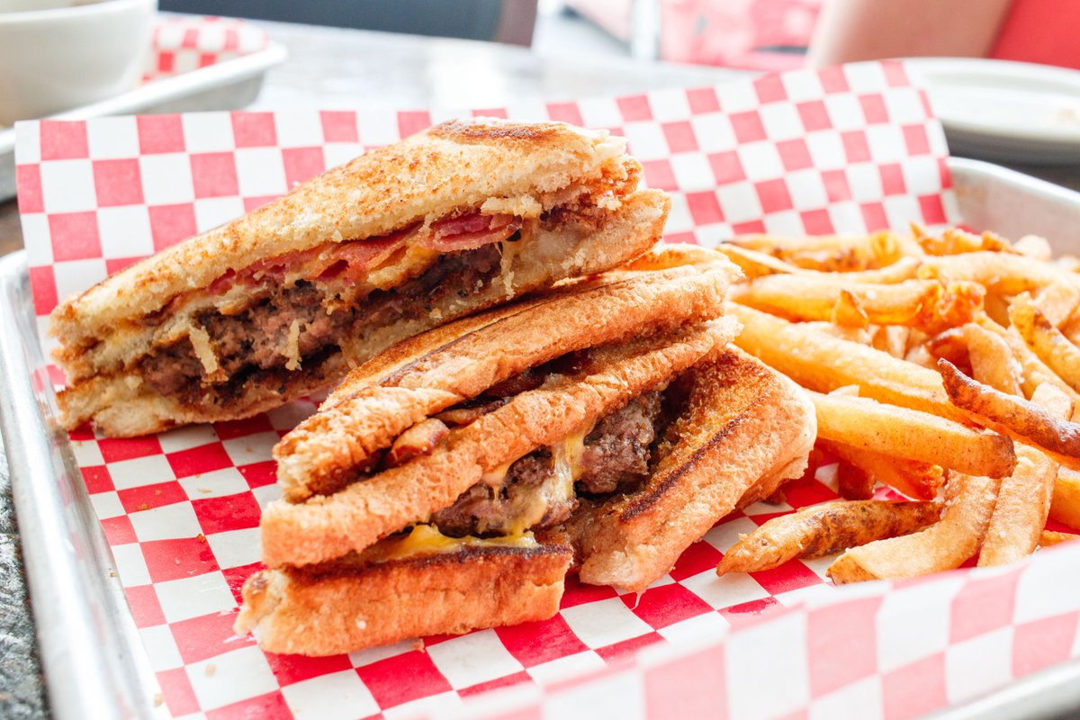 Party like it's almost 2021 with our Party Melt! 🎉 This double grilled cheese loaded with American and cheddar, sliced jalapeños &amp; bacon is totally irresistible.