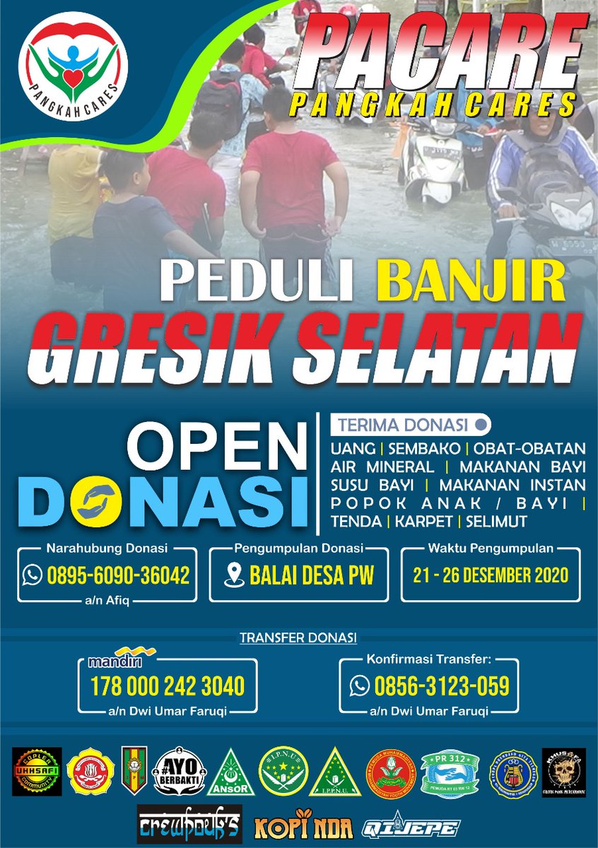 PadamuNegeriPW's tweet photo. PANGKAH CARES - "Peduli Banjir Gresik Selatan"
*Open Donasi : Transfer melalui rekening Bank Mandiri 178 000 242 3040 a/n Dwi Umar Faruqi (konfirmasi ke nomor wa 08563123059) https://t.co/nF4XJExkKF