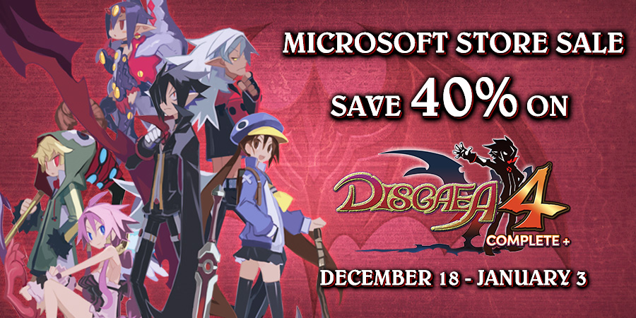NISAmerica's tweet photo. Lord Valvatorez has issued a post-holiday decree: go to the Microsoft Store Sale to save 40% off Disgaea 4 Complete+, dood! You have until January 3 to follow his command, dood! (https://t.co/JH4QAQ0T75) #Disgaea4CompletePlus https://t.co/jHHVaKli0x