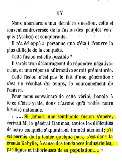 Avec cet auteur, difficile de faire plus clair. Je vous laisse apprécier sa réflexion pathétique sur le type des femmes kabyles.