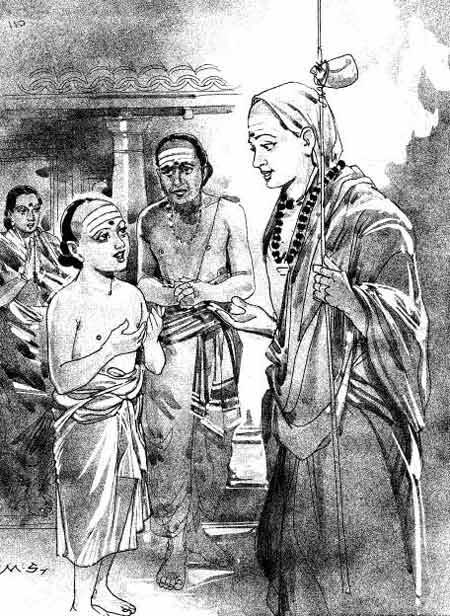 “Tell me, who are you?” questioned Adi Shankara. The boy composed 12 Sanskrit verses summarizing the teachings of Vedanta on the nature of 'SELF', thus answering Adi Shankara's question. These verses came to be known as Hastamalaka Stotram.  @DetheEsha  @onlyonenetra