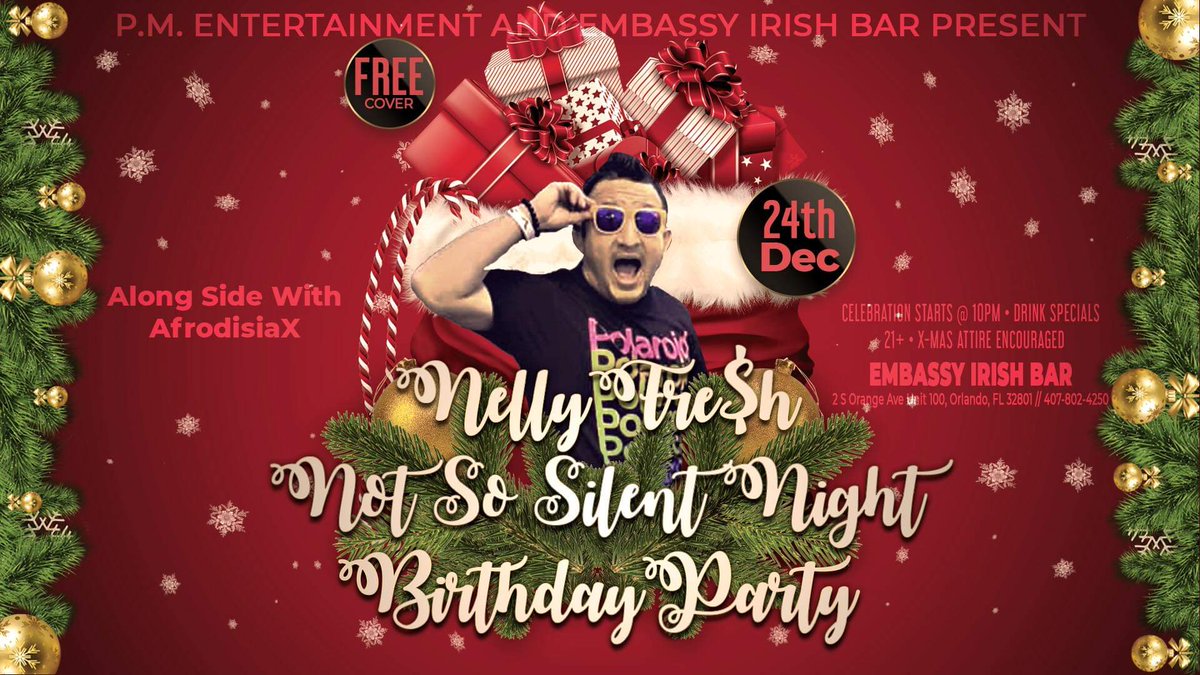 PMENTWORLDWIDE's tweet image. This and every thursday night with resident AfrodisiaX &amp;amp; Nelly Fre$h at Embassy Irish Bar in downtown Orlando.  This week is a special event.  It's Nelson Javier Johnston's aka Nelly Fre$h Birthday Bash.  No cover!  See you there.  Event link:  fb.me/e/fYhTxntlU