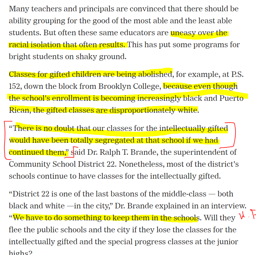 This article from 1974 pretty much sums up what happened to "Special Progress" classes. It also, in my mind, hints as to why the SP classes would not have been the solution to desegregating our Specialized HSs  https://www.nytimes.com/1974/05/22/archives/2-ideals-at-issue.html