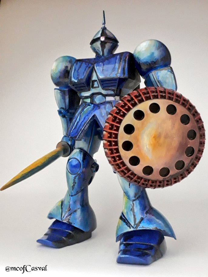 旧キット1 100ギャン完成しました キット無改造水性ホビーカラーの筆塗りです シャア専用料理長のイラスト