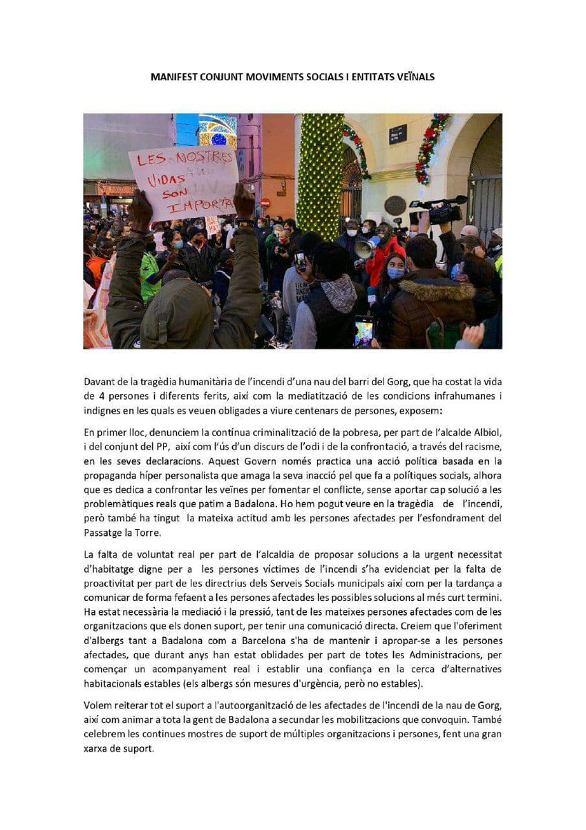 OCMBadalona's tweet photo. Juntament amb altres 18 organitzacions hem fet públic aquest manifest. Fem-lo visible al màxim de persones i entitats!!
#ningúsensellar #canvisocial @AjBadalona
 #Badalona https://t.co/1MVqkU9ql8