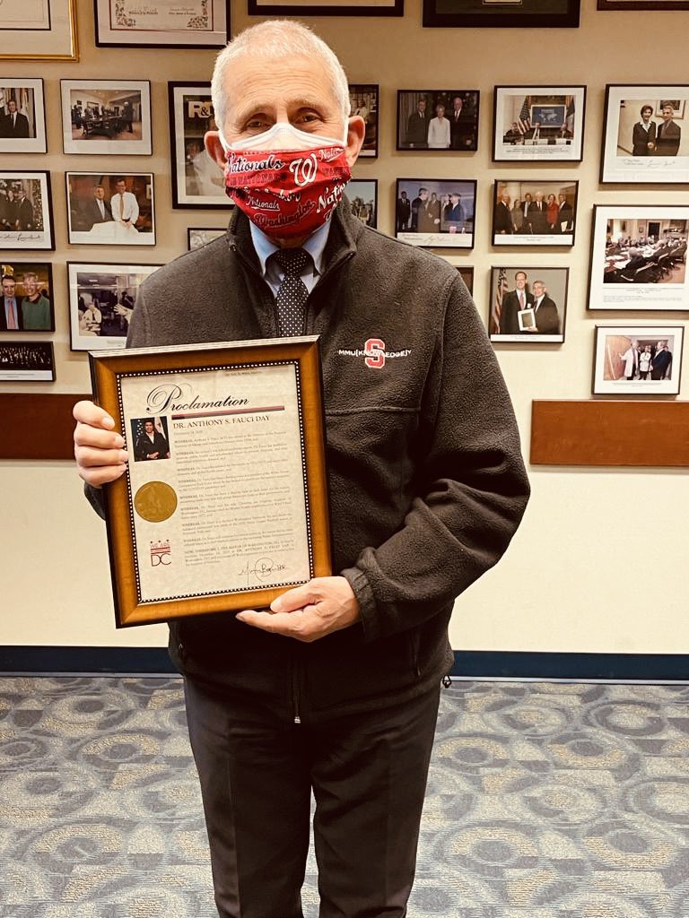 MurielBowser's tweet photo. RT this to help us mark December 24, 2020 as FAUCI DAY in the District of Columbia to honor Doctor Anthony Fauci, a long time Washingtonian, for his tireless work to support and protect his neighbors and his fellow Americans. #DCHOPE https://t.co/aFqp3ewXpB