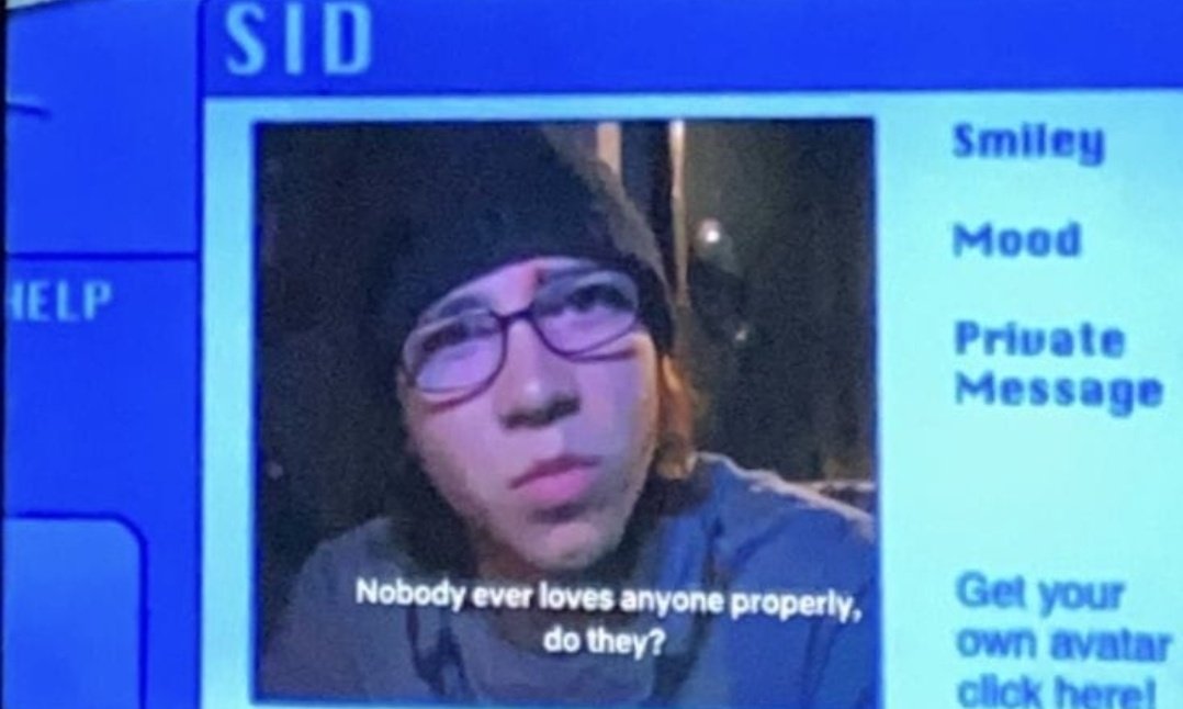skinsfuckoff's tweet photo. nobody ever loves anyone properly, do they? https://t.co/K2WxLdAJVV